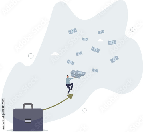 Success and wealthy fortune entrepreneur, investment profit and earning, FED stimulus monetary policy concept.life and employment of people.