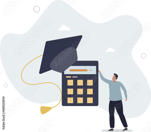 Student loan calculation, education budget allocation, university expense and debt pay off or scholarship payment concept.life and employment of people.