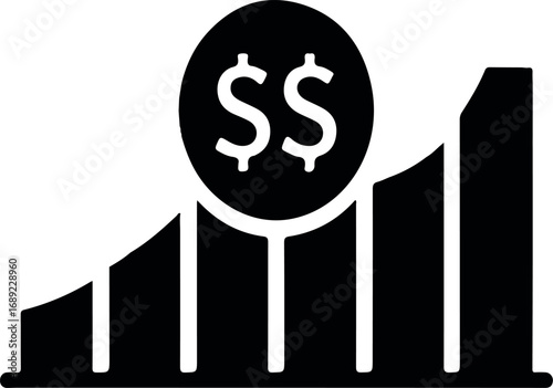 Growing money chart with dollar symbols finance growth
