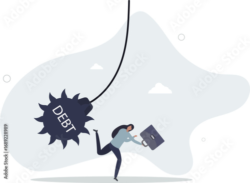 Debt problem, obligation or financial loan crisis, liability or credit failure, no money to pay for debt, mortgage default concept.life and employment of people.