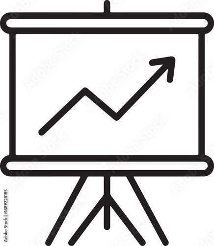 Presentation board with upward trending graph easel chart