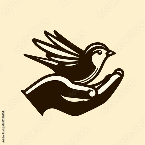 Illustration of bird in hand