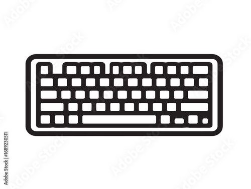 Professional computer keyboard outline in modern thin vector design