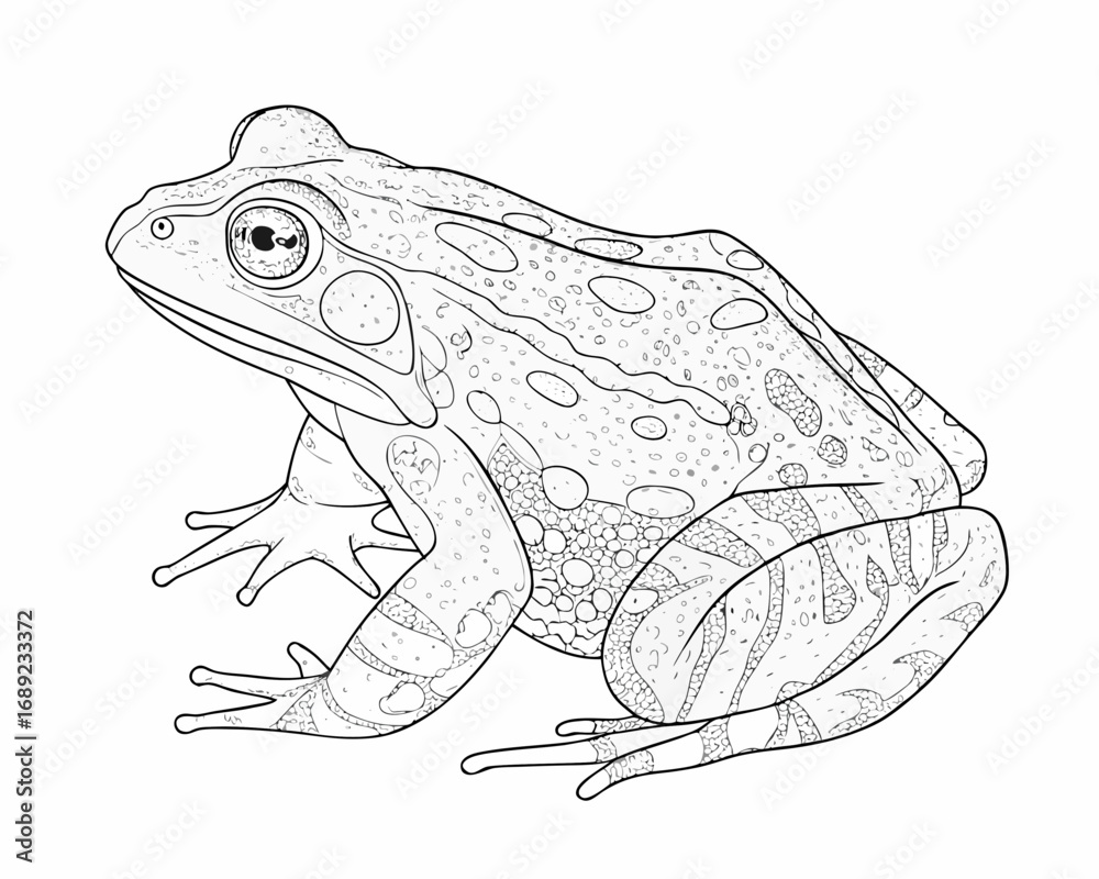 Naklejka premium Detailed line drawing of a frog with intricate patterns