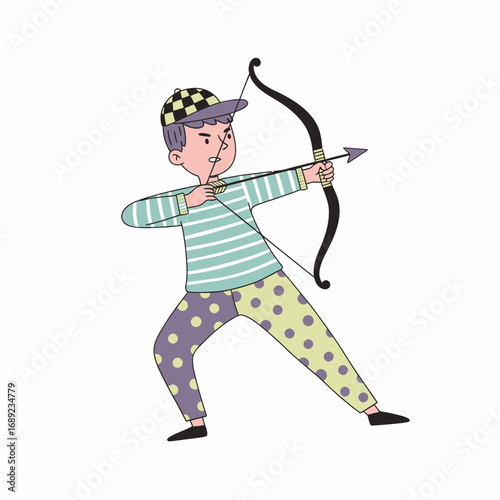 Illustration of a Young Man with Bow