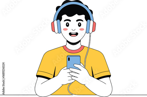 Person with Headphones and Smartphone