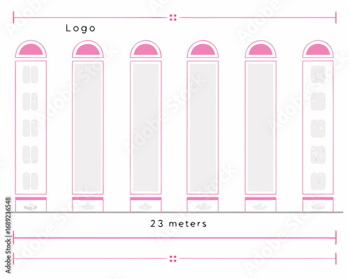 Illustration of a retail display with multiple shelves and a measurement indicator