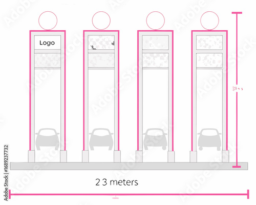 Automated vertical parking system design with cars and dimensions