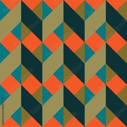 Seamless geometric checked pattern. Diagonal square, braiding, woven line background. Patchwork texture in warm, soft, light, gray, yellow, olive colors. Rhombus, staggered figure texture. Vector