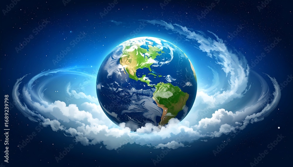 Fototapeta premium Earth in a celestial cloud