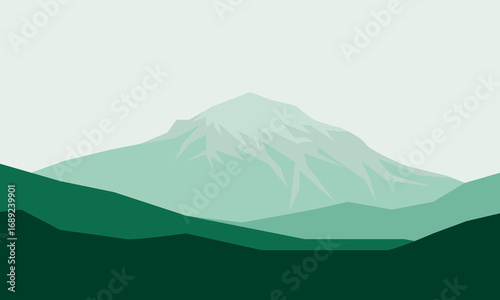 Illustration of a Mountain Panorama in the Morning
