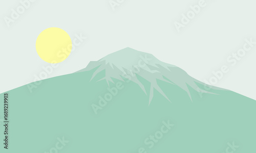 Illustration of a Mountain Panorama in the Morning