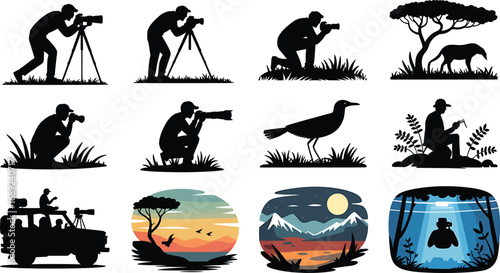 Wildlife Photography Silhouettes Set for Nature and Adventure Themed Designs