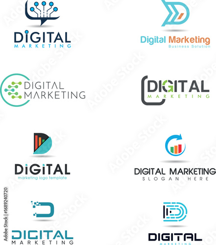 set of Digital Marketing Logo business