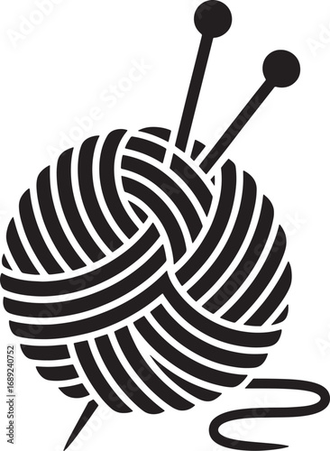 Yarn Ball with Knitting Needles and Loose Thread Crafting Hobby and Creative Textile Art