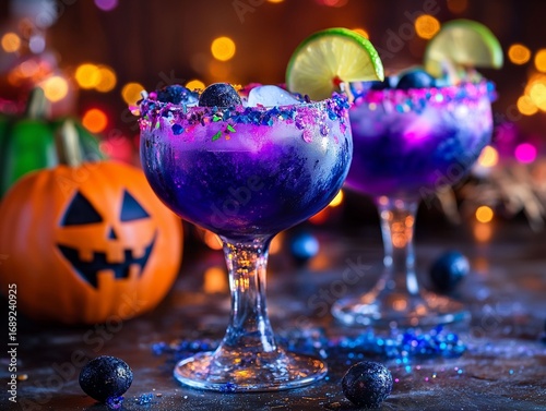 Wallpaper Mural Two spooky and festive purple Halloween cocktails garnished with blueberries and a lime Torontodigital.ca