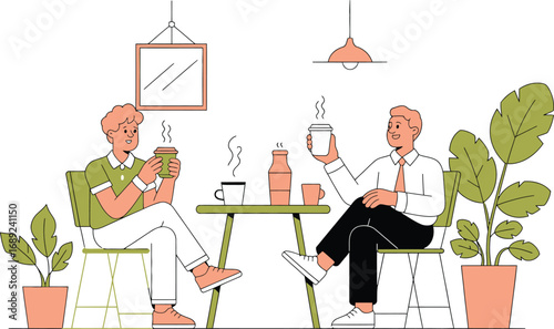 Two people enjoying coffee at a cafe