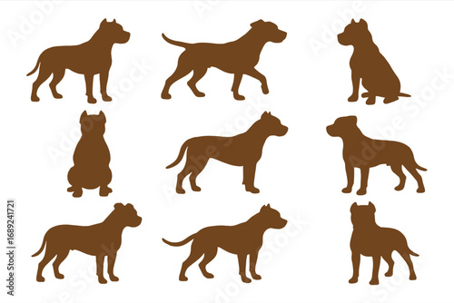 set of dogs silhouettes