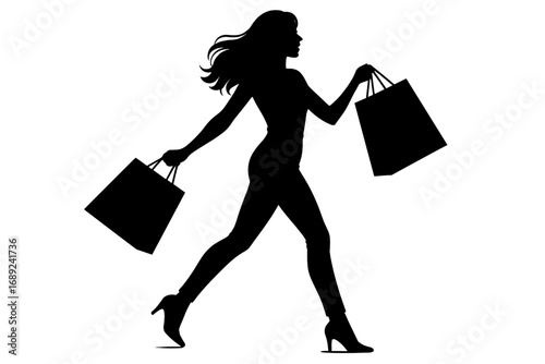  Silhouetted Runner with Shopping Bags