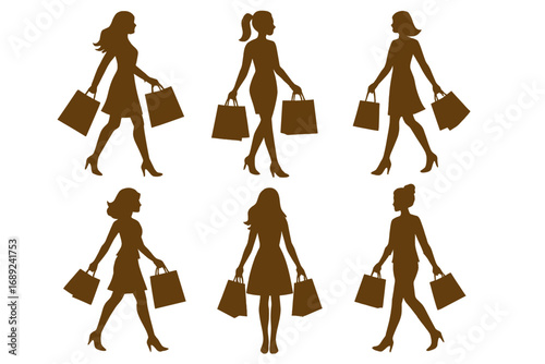 Silhouetted Shoppers in a Grid