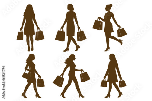  Trio of Shoppers with Bags