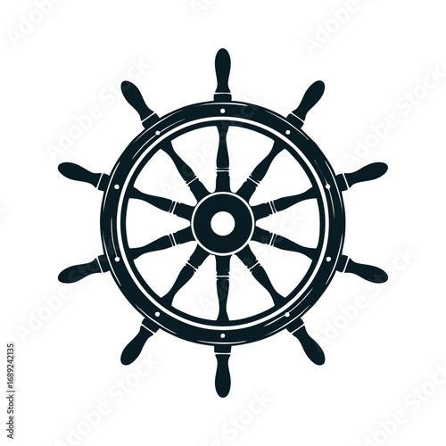Nautical Ship Steering Wheel Vector Isolated