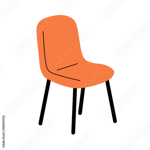 Minimalist Flat Style Orange Chair with Black Legs Furniture Item