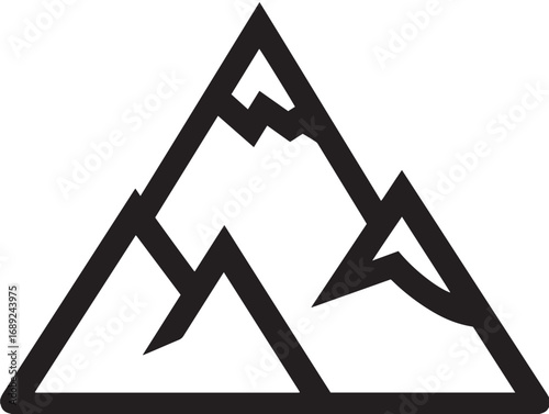 Modern mountain landscape symbol in stylish flat line art