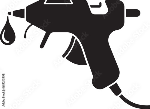 Crafting Tool Hot Glue Gun Icon Silhouette Adhesive Applicator for DIY Projects and Repairs