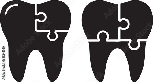 Two puzzle piece teeth silhouette