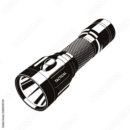 Modern tactical led flashlight with textured grip and reflector