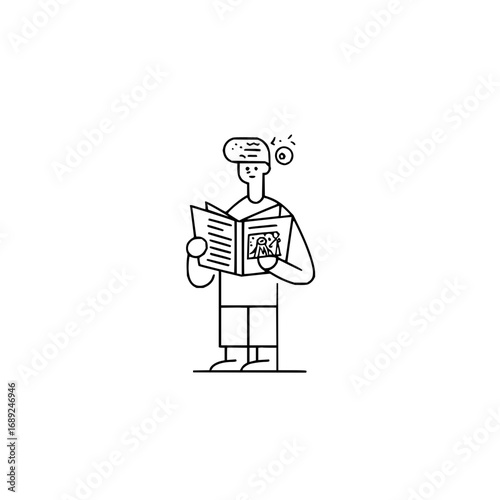 Man reading newspaper vector illustration for news articles and information graphics design project needs
