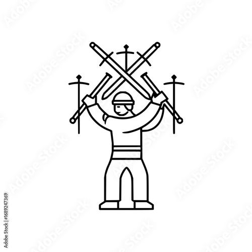 Warrior swordsman with swords illustration for medieval fantasy game art and character design concept art vector