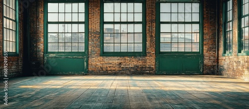 Industrial Loft with Large Paned Windows and Sunlit Wooden Floor