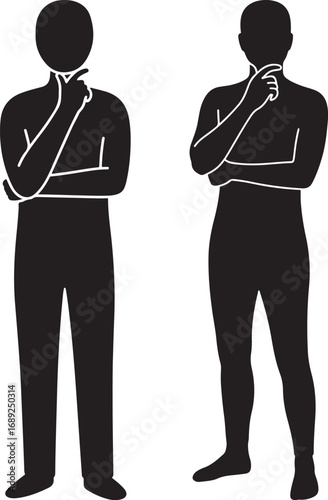 Two men in thoughtful pensive silhouette