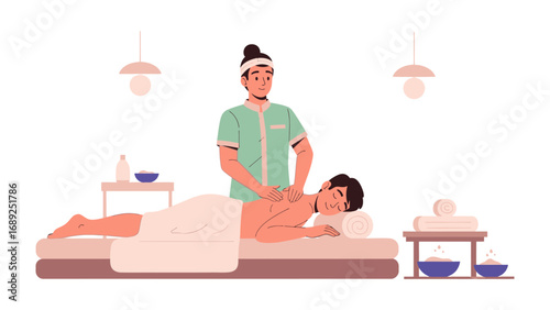 Relaxing massage therapy session with a professional masseuse in a serene spa environment