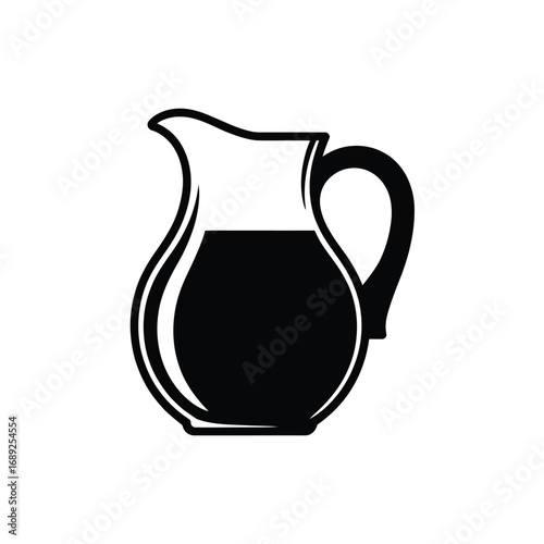Simple black and white icon of a pitcher filled with liquid