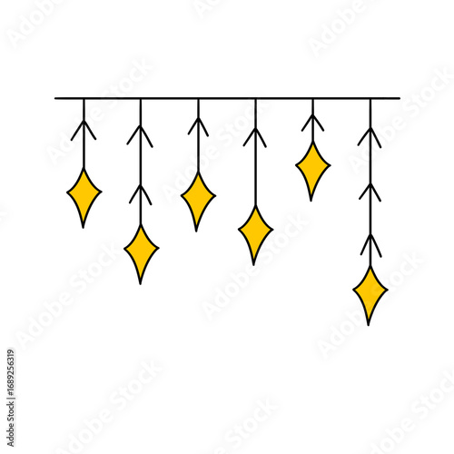 A yellow line with five stars hanging from it