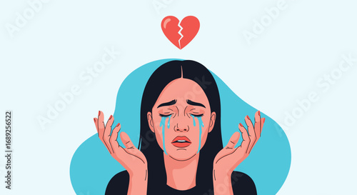 Sad woman crying heartbreak broken relationship emotional distress sadness pain grief loss