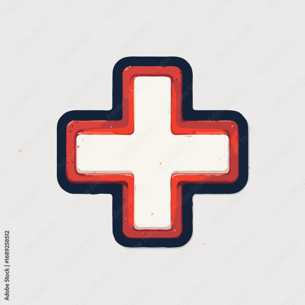 Fototapeta premium Red and Blue Bordered White Medical Cross Symbol.