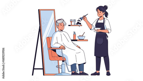 Skilled hairstylist expertly cuts and styles client s hair in a modern salon setting