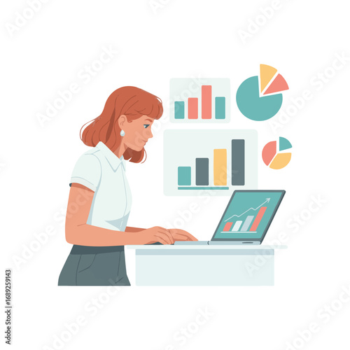 Business related remote working setup virtual team happy hour colorful flat vector illustration on white background