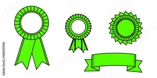 Green blank award rosette blank ribbons