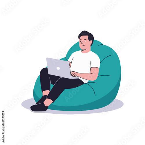 Business related remote working setup virtual team happy hour colorful flat vector illustration on white background