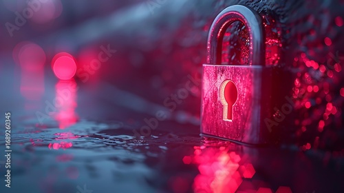 Cybersecurity protection glows red, securing digital data in a connected world for modern tech solutions