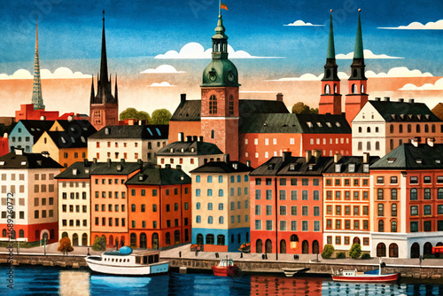 Stockholm city, Gamla Stan, waterfront skyline, Swedish culture, historic Europe travel hub
