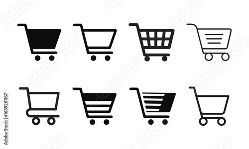 Shopping cart icon set. Internet shop buy symbol. Empty shopping cart symbol, shop and sale, vector eps file.