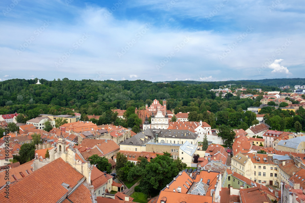 Obraz premium Aerial view of Vilnius city from Vilnius University tower