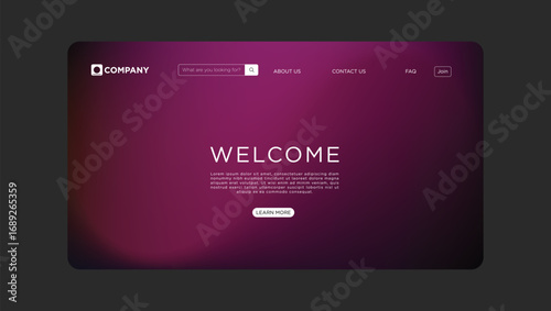 Elegant welcome screen design with modern website interface for business marketing and content