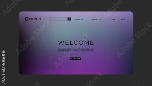 Modern website landing page design with welcoming headline and call to action button